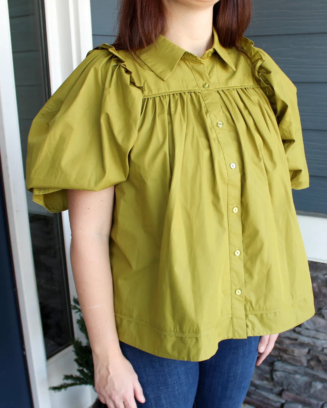 Entro Button Up Puff Sleeve